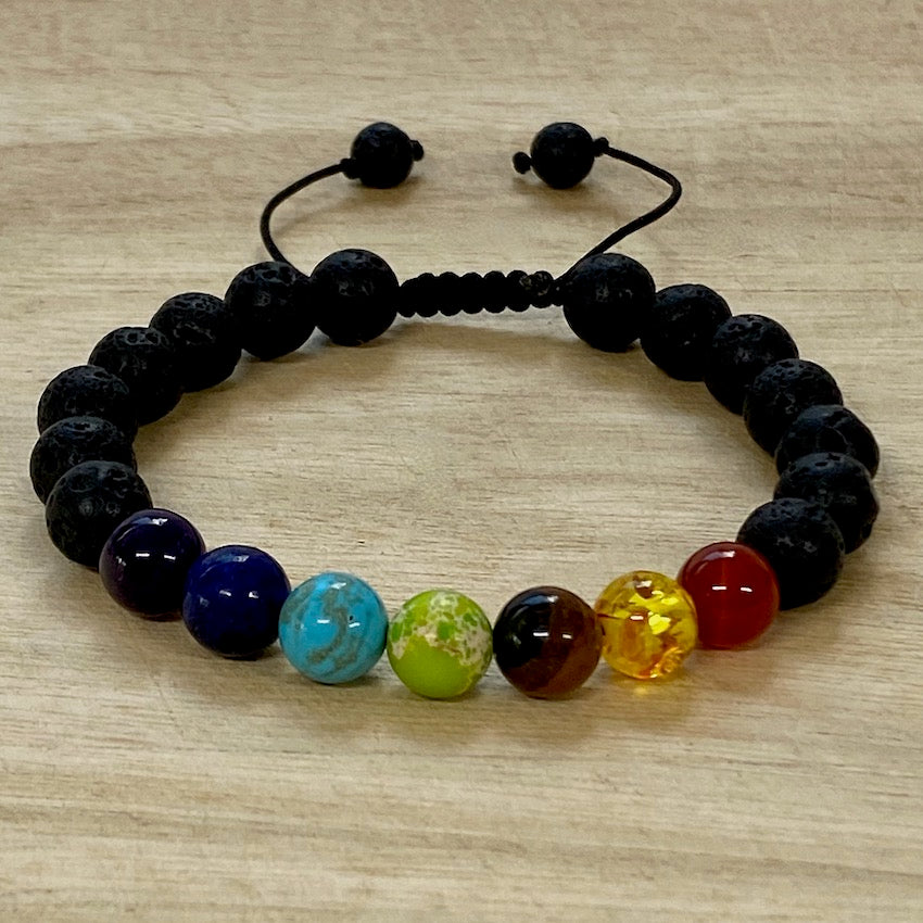 7 Chakra Lava Rock Bracelet - Adjustable