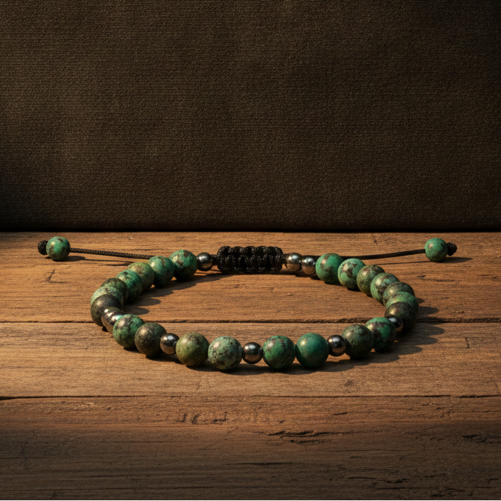 African Turquoise Crystal Bracelet with Hematite Spacers