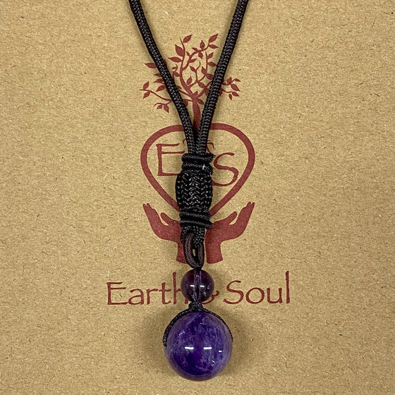 Amethyst Ball Pendant Necklace