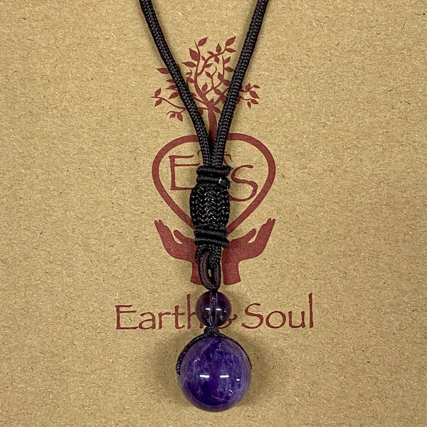 Amethyst Ball Pendant Necklace