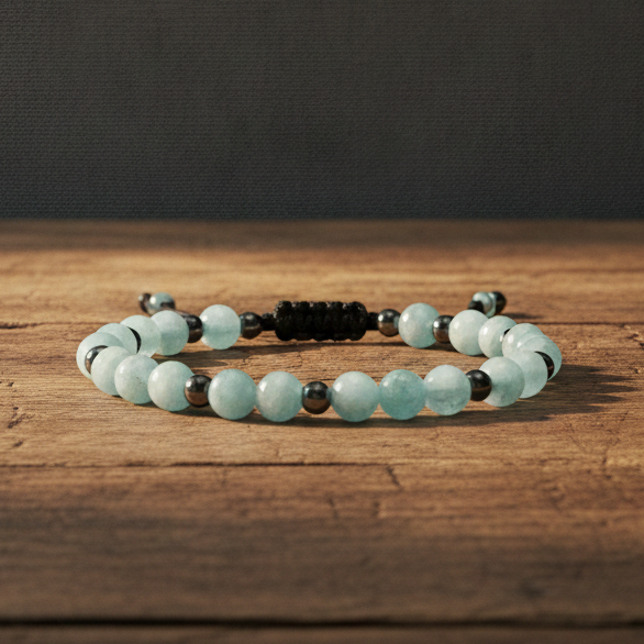 Aquamarine Crystal Bracelet with Hematite Spacers