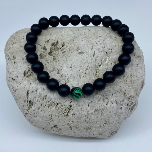 Black Agate 8mm Stone Distance Bracelet