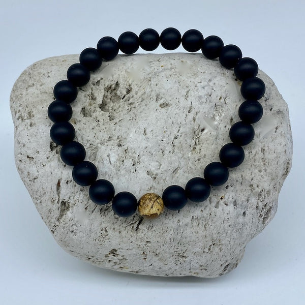 Black Agate 8mm Stone Distance Bracelet
