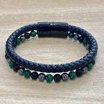 leather hematite malachite and onyx bracelet