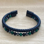 leather hematite malachite and onyx bracelet open