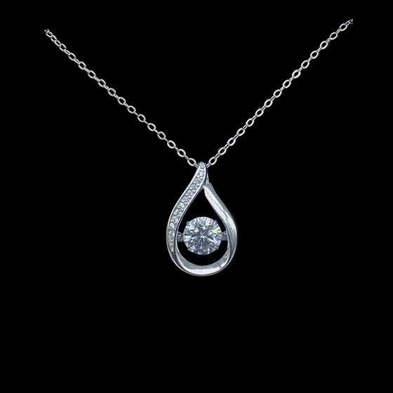 Moissanite Teardrop Necklace 1 carat with Sterling Silver Chain