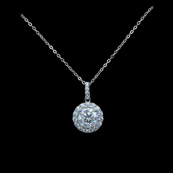 moissanite halo circle pendant 2 carat