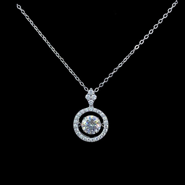 moissanite orbit halo pendant necklace 1 carat