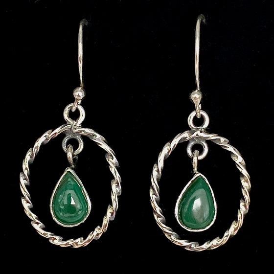 Pendant Earrings - Malachite