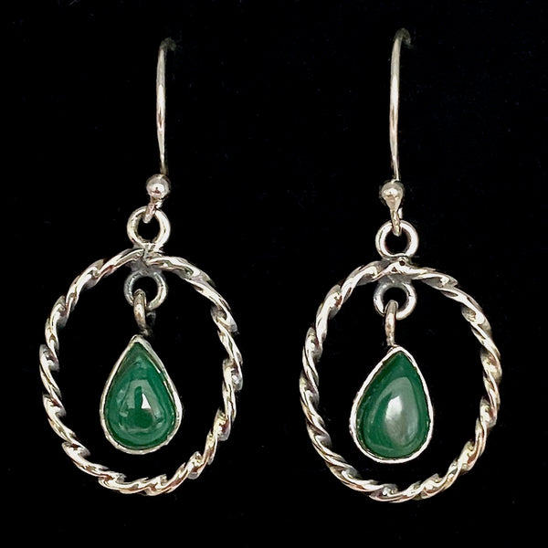 Pendant Earrings - Malachite