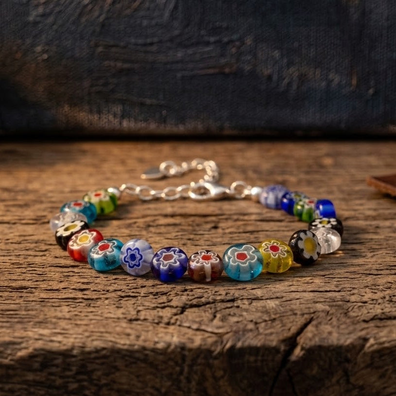 Mosaic Bracelet - Positano | Unisex - Adjustable Bracelet Silver Chain
