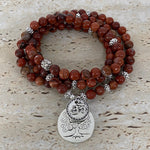 Poppy Jasper 6mm Stone Bracelet with Tree of Life and Om Charms