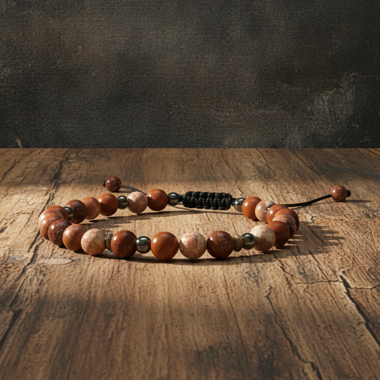 Red Jasper Crystal Bracelet with Hematite Spacers
