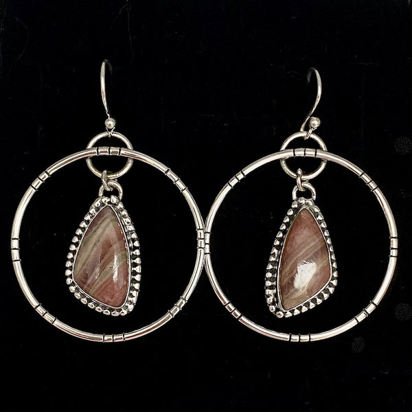 Pendant Earrings - Rhodochrosite 