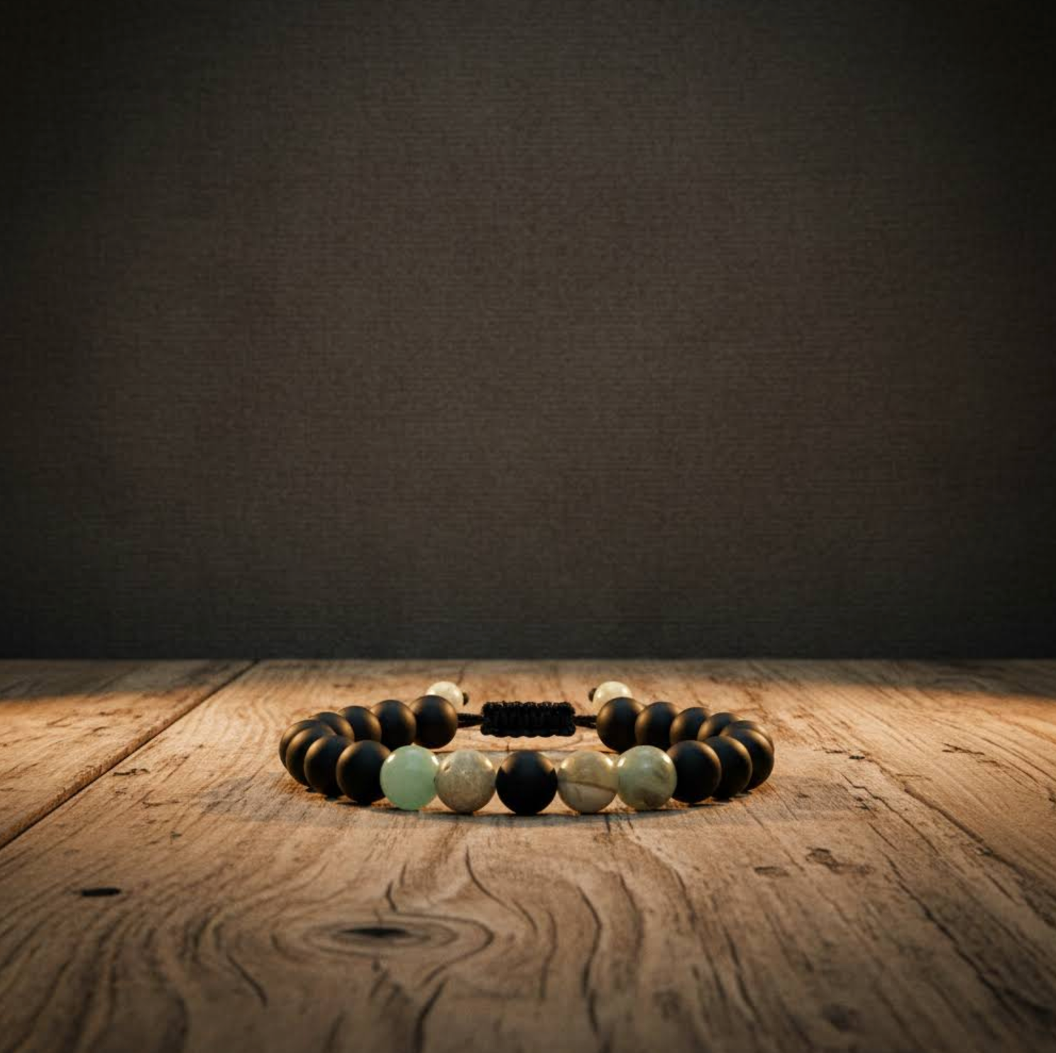 Black Onyx Amazonite Bracelet - Adjustable