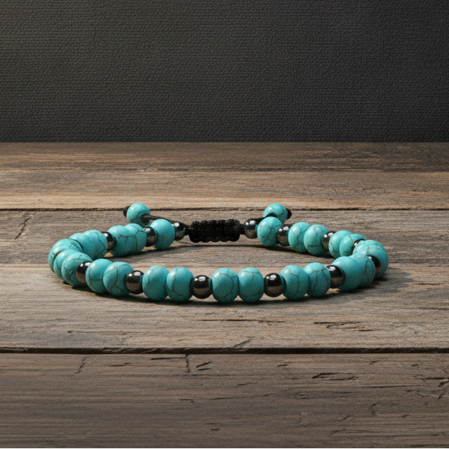 Turquoise Crystal Bracelet with Hematite Spacers