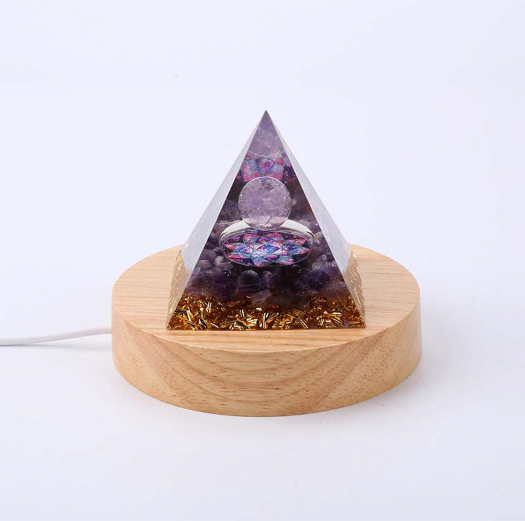 Wooden LED Pyramid Display Base with Pyramid