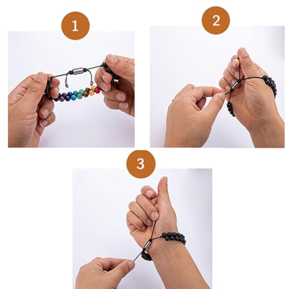 7 Chakra Lava Rock Two Stack Bracelet - Adjustable
