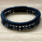 Leather & Stone Bracelet - Hematite, Labradorite & Black Onyx