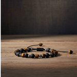 Lava Rock, Tiger Eye and Black Obsidian Crystal Bracelet with Hematite Spacers