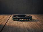 hematite, malachite & black onyx leather bracelet