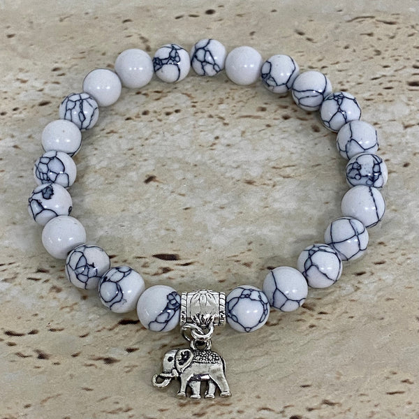 howlite bracelet with elephant charm