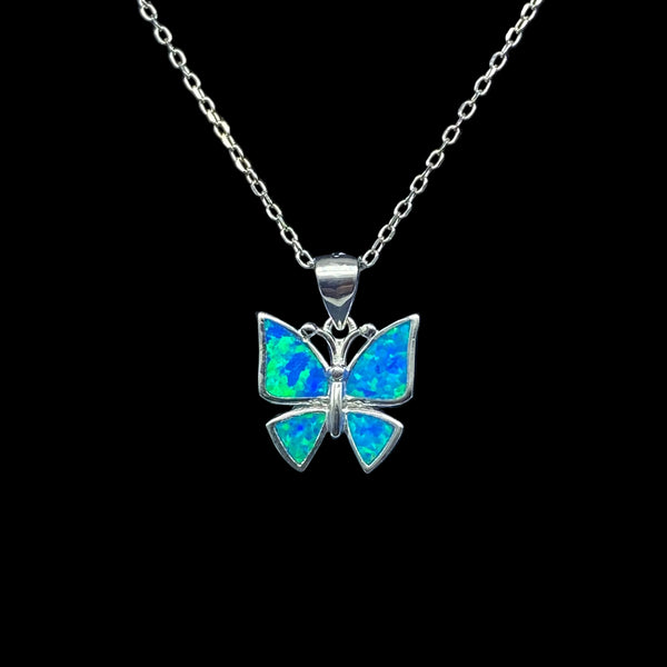 blue opal butterfly necklace