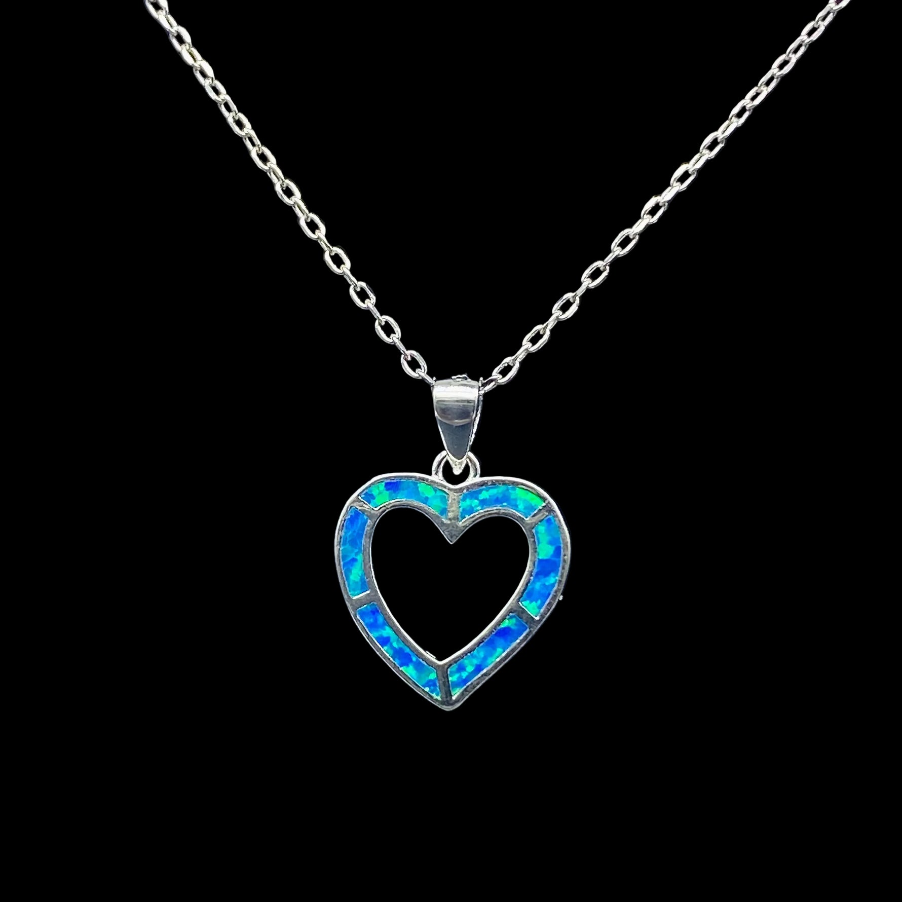 blue opal heart necklace