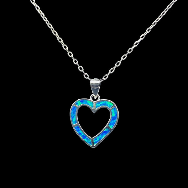 blue opal heart necklace