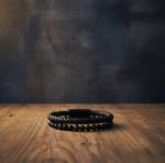 Leather & Stone Bracelet – Red Garnet & Black Onyx | Unisex Leather Bracelet