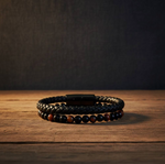 red tigers eye and black onyx unisex bracelet