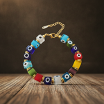 Mosaic Bracelet  Santorinion wooden surface
