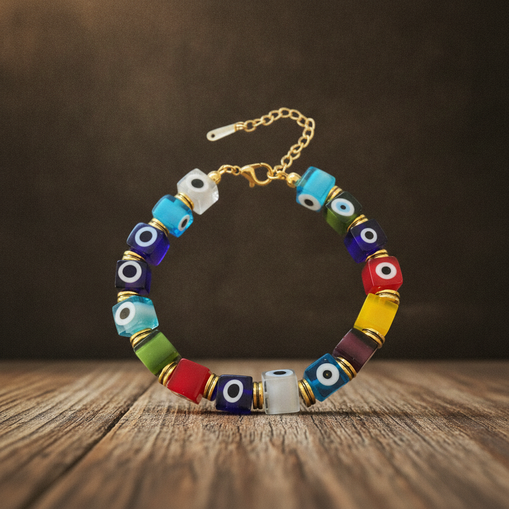 Mosaic Bracelet  Santorinion wooden surface
