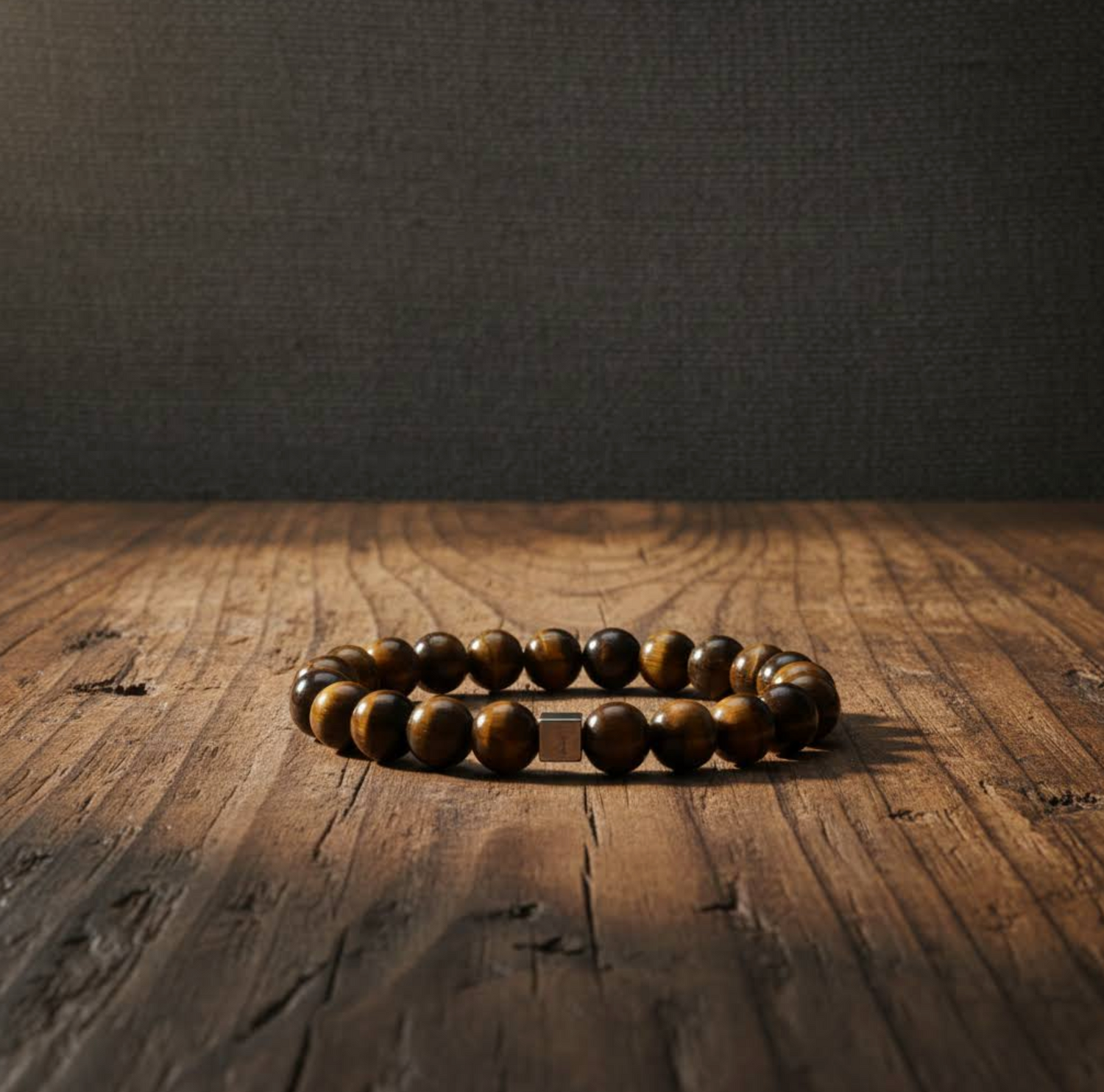 tiger eye stone bracelet with burnished silver spacer