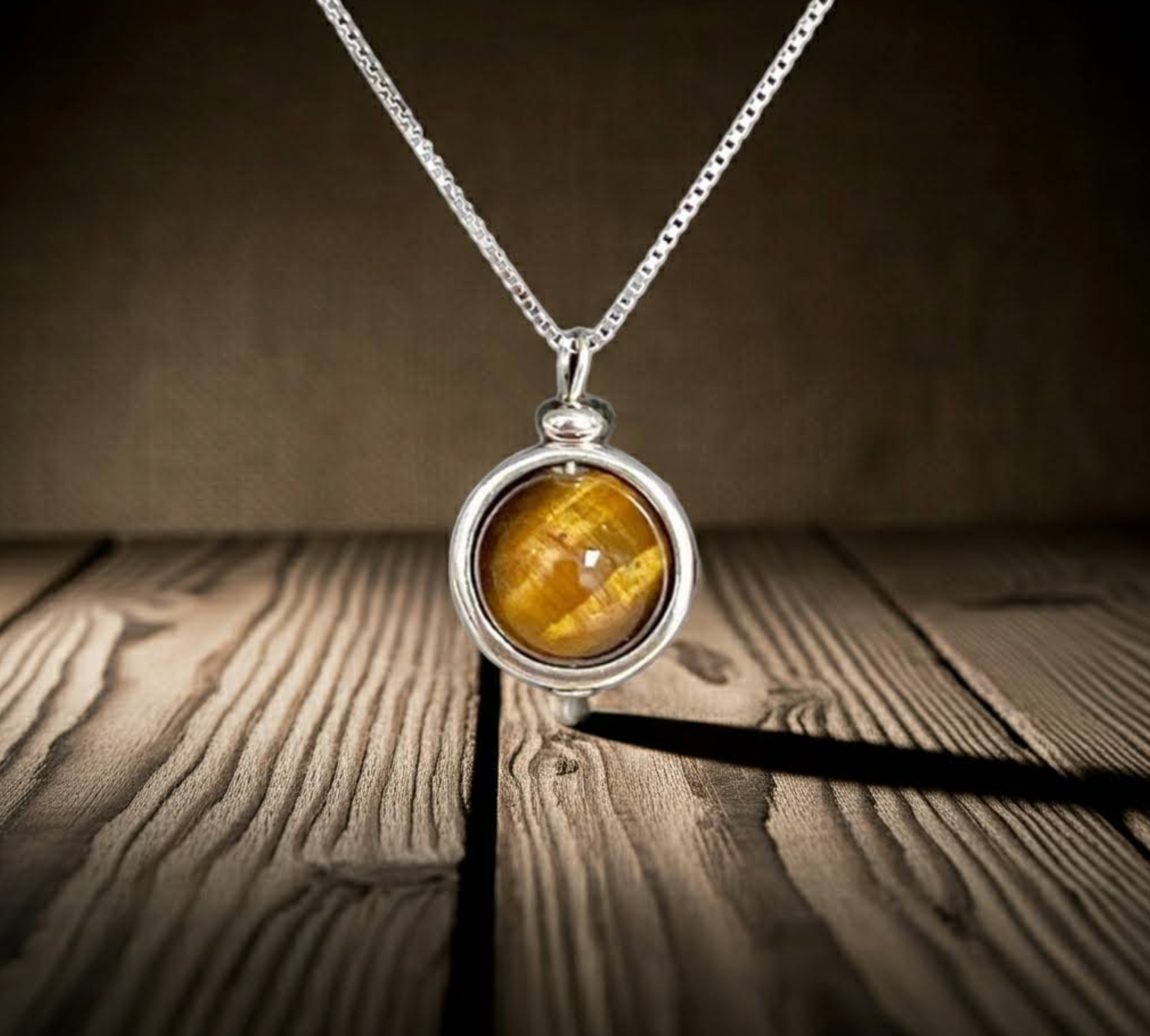Tiger Eye Sphere  necklace with a sterling silver chain
