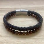 leather and wood style bead bracelet