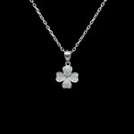 silver and zircon four leaf clover necklace
