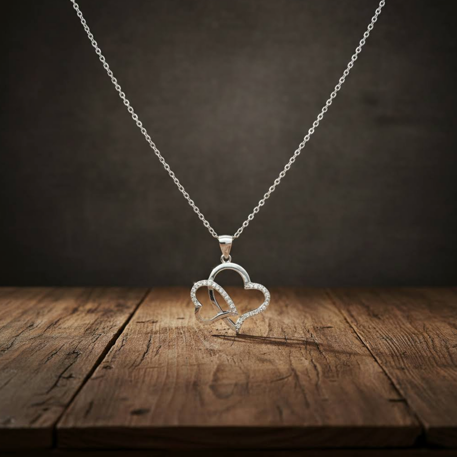 double heart zircon necklace
