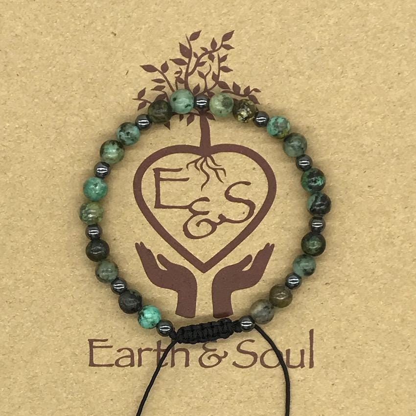 African Turquoise Crystal Bracelet with Hematite Spacers