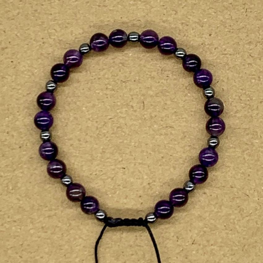 Crystal Bracelet with Hematite Spacers - Amethyst