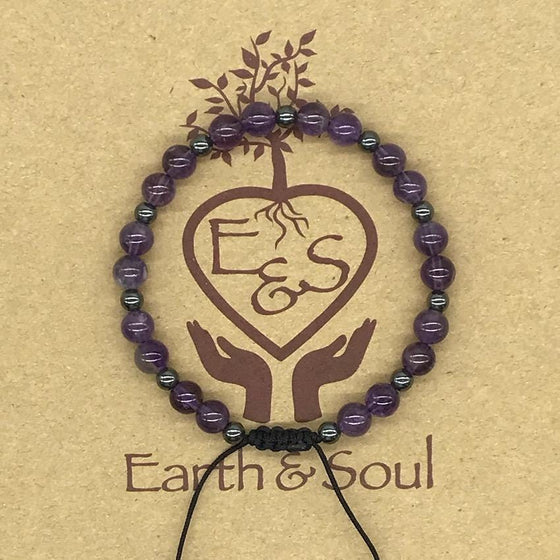 Amethyst Crystal Bracelet with Hematite Spacers