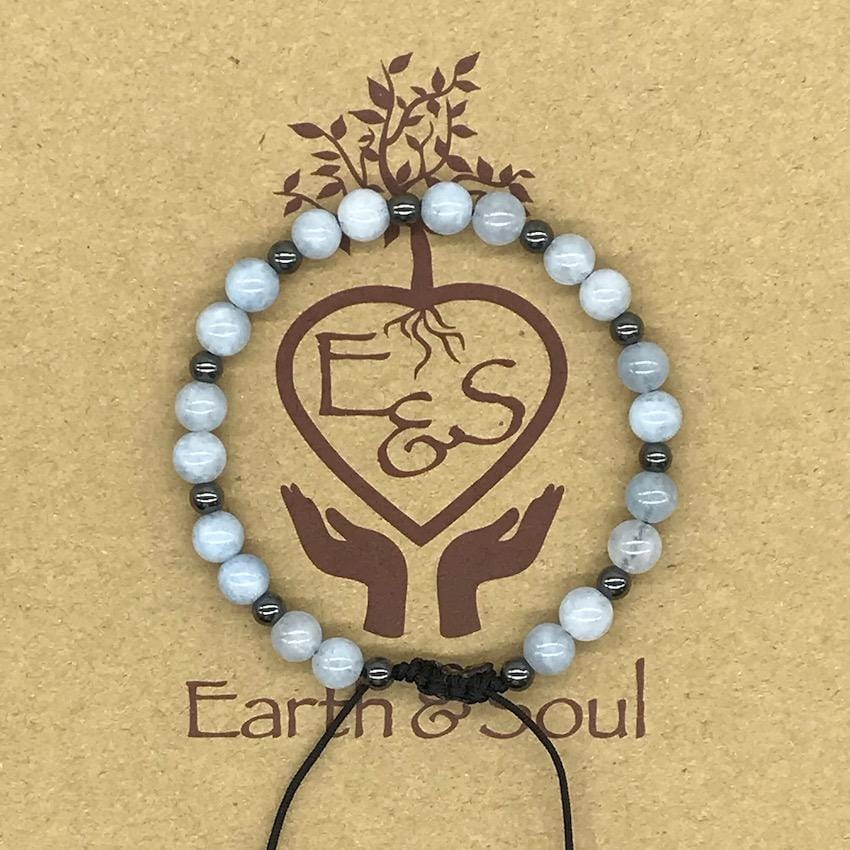 Aquamarine Crystal Bracelet with Hematite Spacers