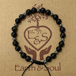 Black Obsidian Crystal Bracelet with Hematite Spacers