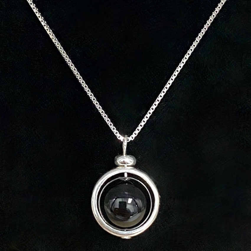 Black Onyx Sphere Pendant Necklace