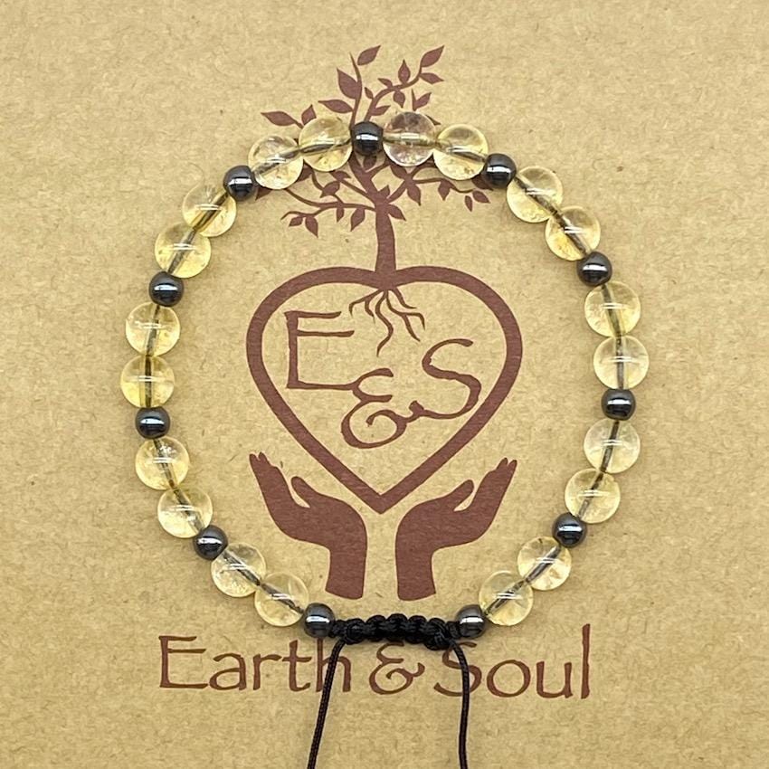 Citrine Crystal Bracelet with Hematite Spacers