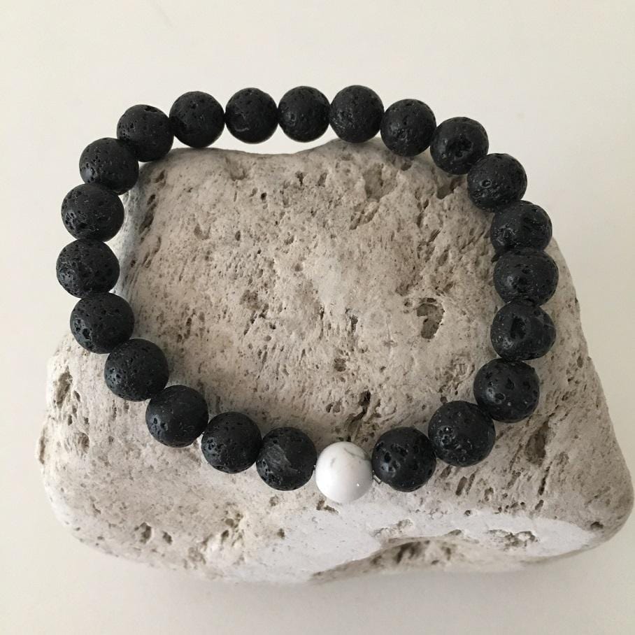 Howlite and Lava Rock 8mm Stone Healing Distance Bracelet