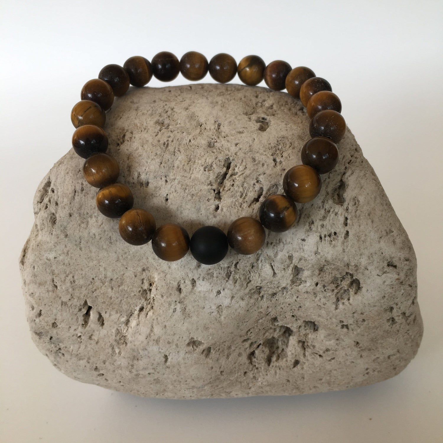Tiger Eye and Black Agate 8mm Stone Distance Bracelets