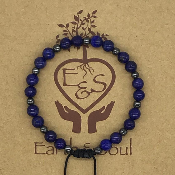 Lapis Lazuli Crystal Bracelet with Hematite Spacers