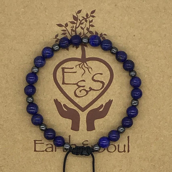 Lapis Lazuli Crystal Bracelet with Hematite Spacers