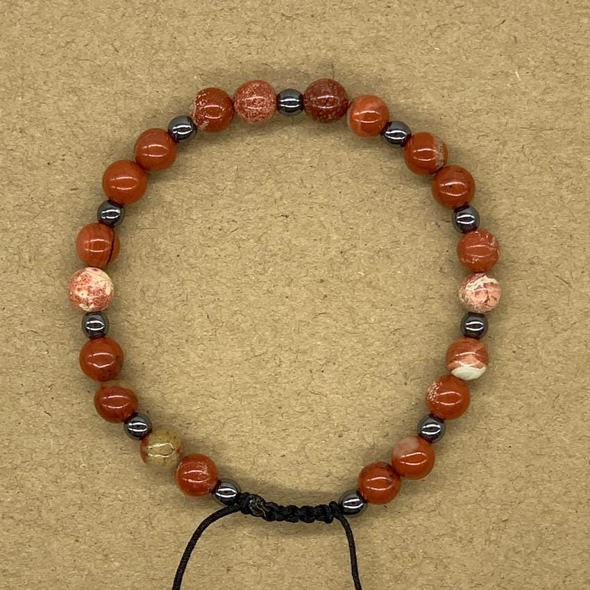Crystal Bracelet with Hematite Spacers - Red Jasper
